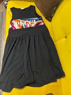 Girls size 12 Pucci Black Sleeveless Dress with Multicolor Wave Logo